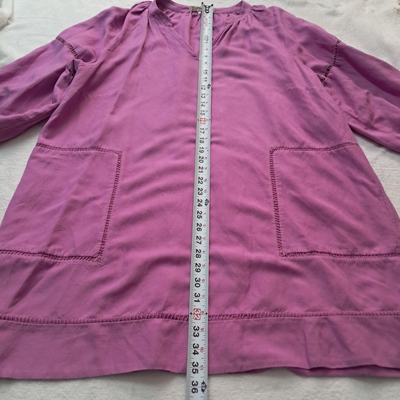 LOFT Dress Women's XL Mini Cutout Linen‎ Blend Pocket Purple Relaxed Fit - Picture 7 of 9